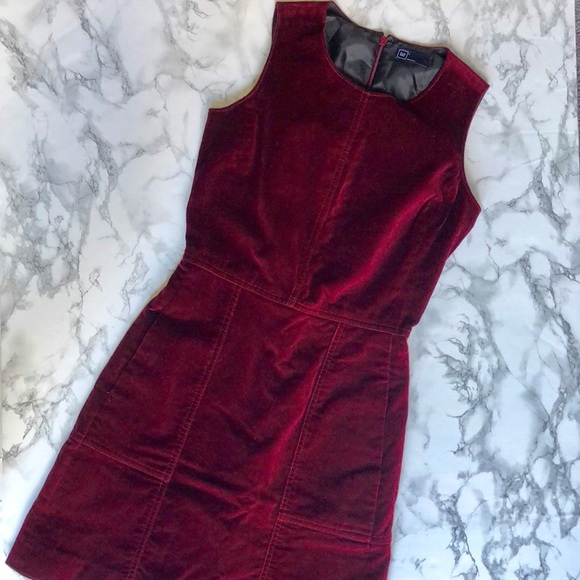 GAP Dresses & Skirts - gap velvet shift bell burgundy dress